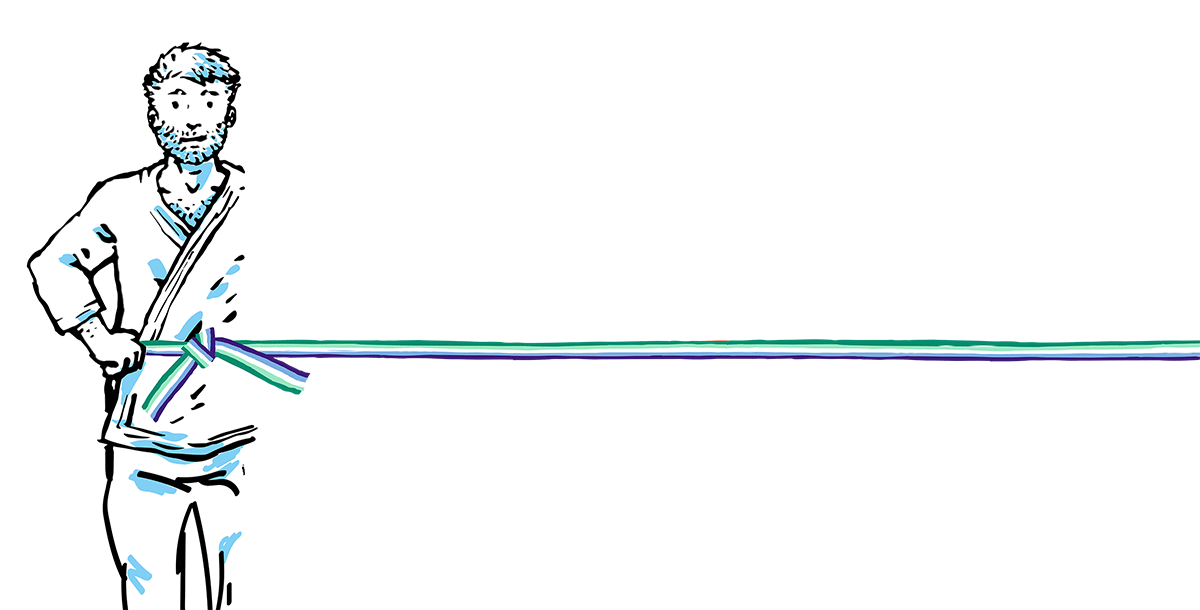 Illustration d'un·e pratiquant·e d'aikidō