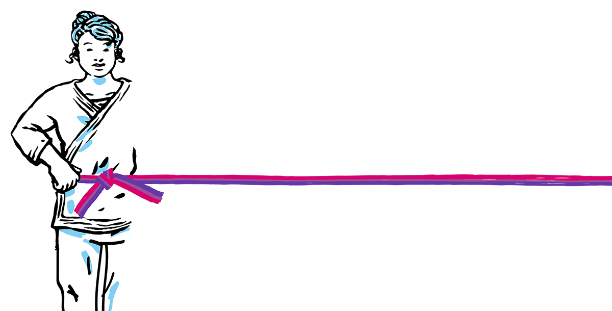 Illustration d'un·e pratiquant·e d'aikidō