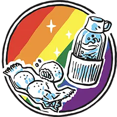 Illustration d'une gourde d'eau et d'un en-cas